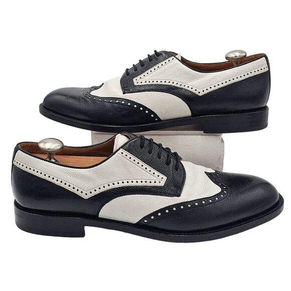 Vintage Wingtips Spectators Black White Mezlan Spain Men 10.5 Oxford Dress Shoes - Picture 7 of 16